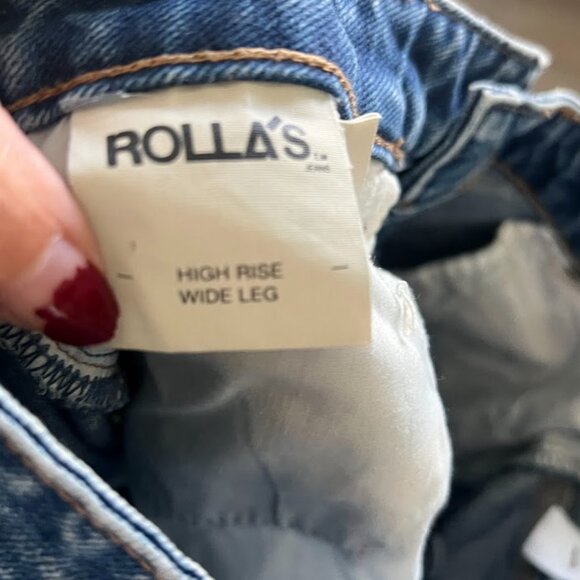 Rolla’s Blue Denim High Rise Wide Leg Dark Wash Pants Jeans Size 28 - Picture 12 of 13